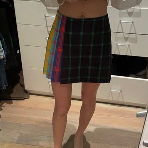 ALICE + OLIVIA multicolored plaid mini skirt